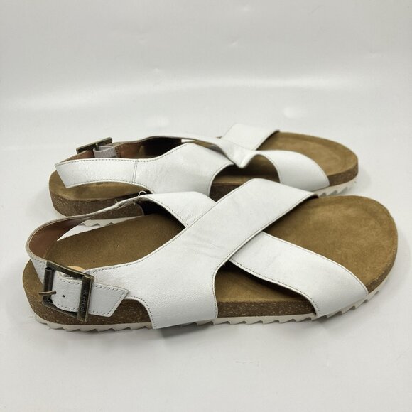 Barbour White Sandals with Adjustable Straps and Cork Footbed - Picture 5 of 9
